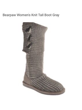 Bear paw women’s tall knit gray boots size 8